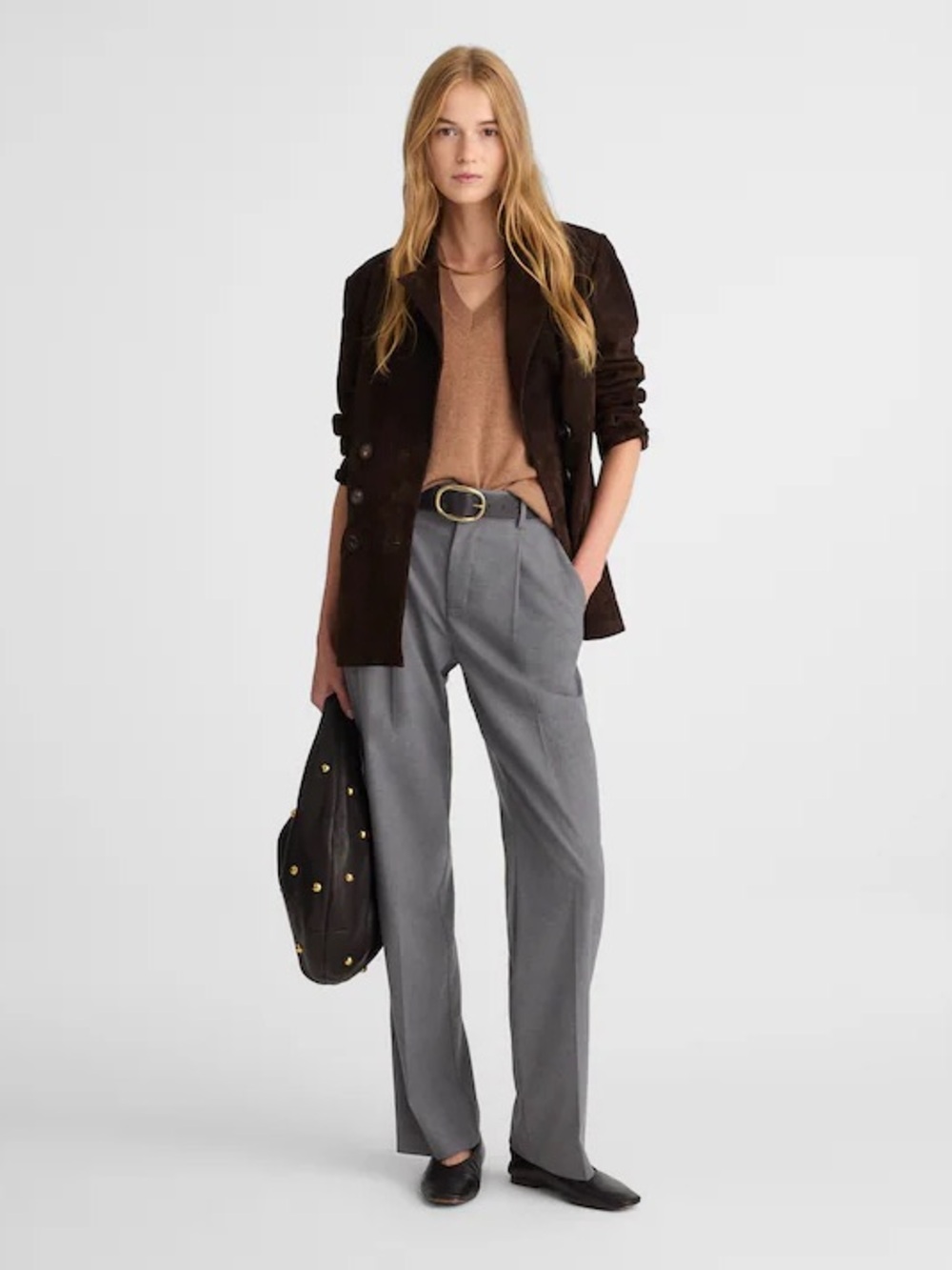 NWT Madewell Slouchy Straight Pants in Brushed Twill gray women's 4 minimal work